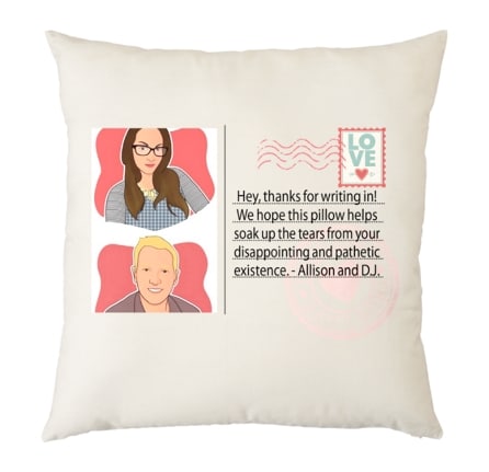 allison and d.j. throw pillow