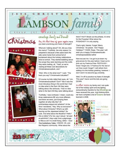 holiday family letter